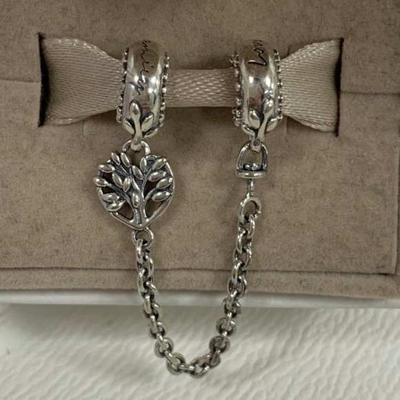 Pandora Heart Family Tree Safety Chain Charm - Picture 5 of 8
